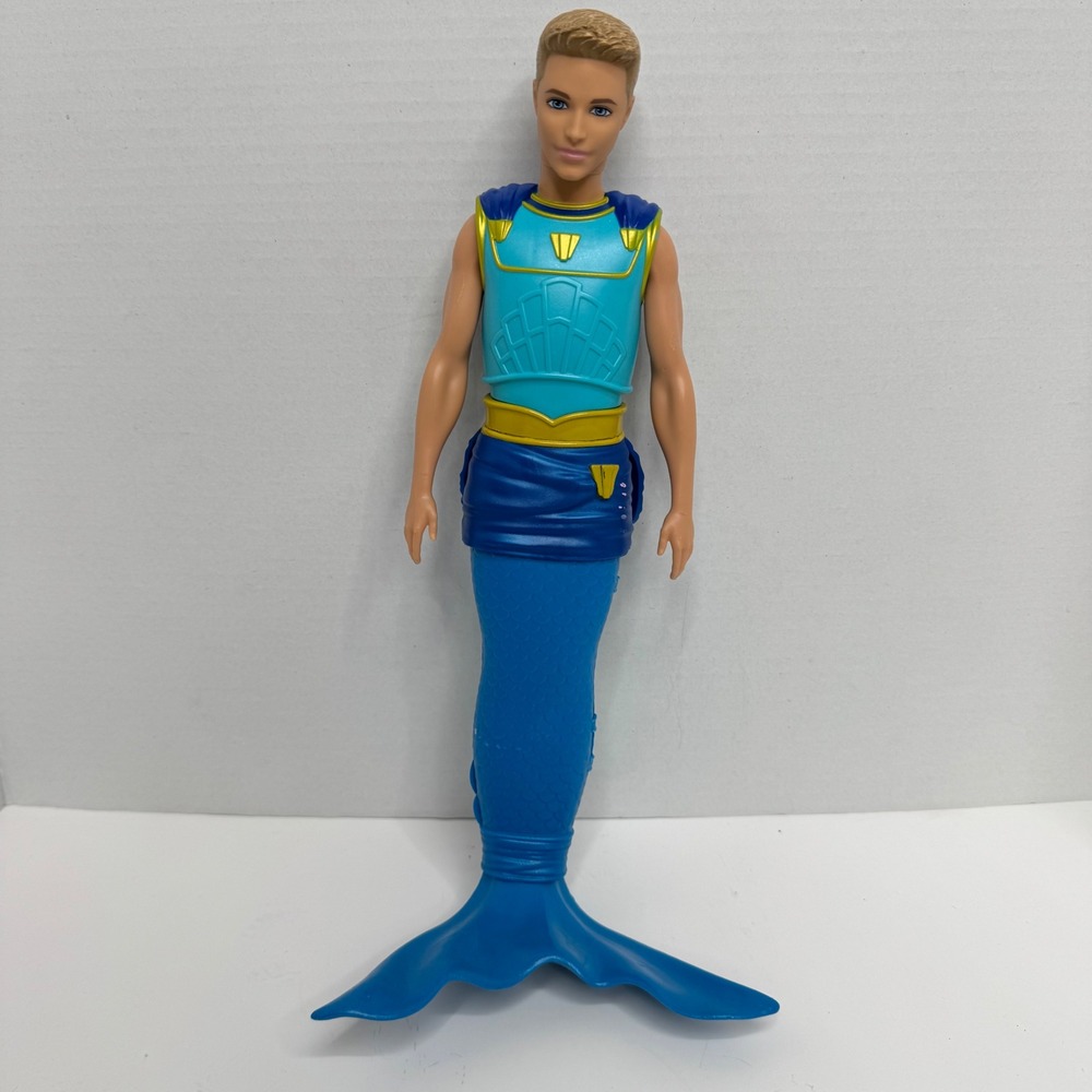 Mattel 2013 Ken Merman Doll Blue Teal Gold Mermaid Fantasy Figure BLL49